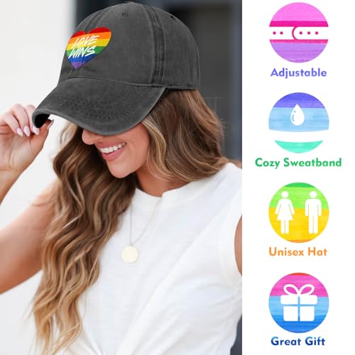 Image of Gay Pride Rainbow Trucker Hat for Men and Women LGBT Embroidered Adjustable Washable LGBTQ Baseball Cap Gifts