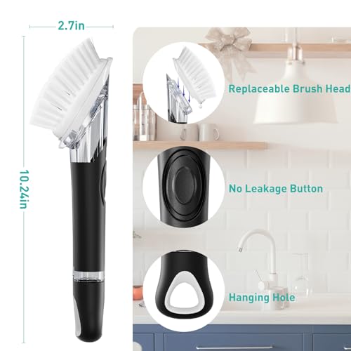 Image of 2 Pack Soap Dispensing Dish Brush, Dish Scrub Brush with Soap Dispenser | Dish Soap Brush