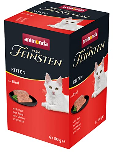 animonda vom Feinsten Kitten Katzenfutter nass mit Rind (6 x 100 g), Kitten getreidefreies Katzen Nassfutter ohne Zucker, mit frischen fleischigen Zutaten
