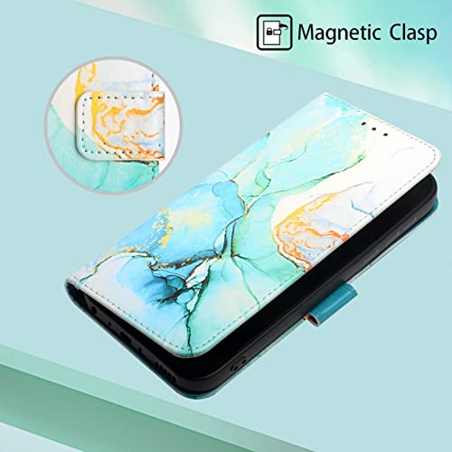 IMIRST Wallet Case for iPhone 14 Plus (6.7'') Faux Leather Flip Book Style Card Slot Embossing Holder Folio Stand View Protective Cover Pouch for Apple iPhone 14 Plus. YBD Marble Green - Image 3