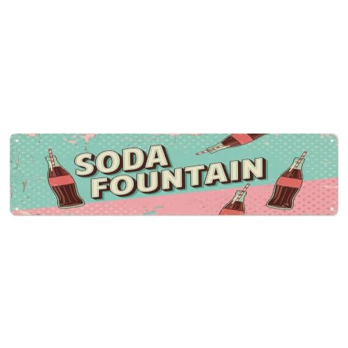Soda Fountain Vintage Getränke-Retro-Blechschild aus Metall