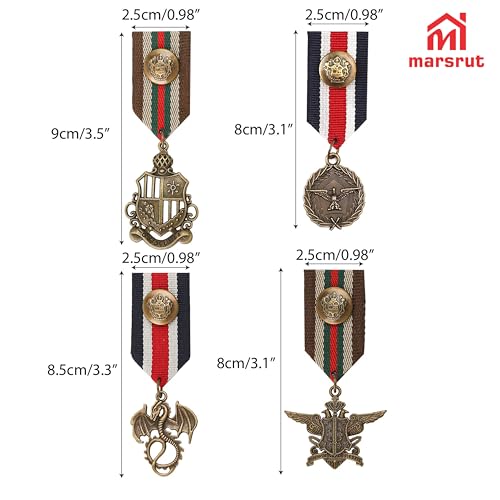Metal Retro Vintage Medal Badges, Crown Geometric Brooch Pin, Gold Shoulder Pads, For Ribbon, Uniform, Men Costume2