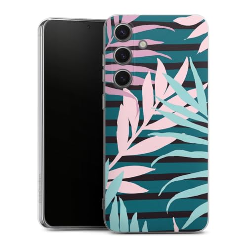 Coque Samsung S25 en silicone - Protection souple à motif tropical pastel
