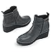 Athlefit Wedge Boots for Women Fashion Platform Lug Sole Leather Buckle Zipper Short Ankle Booties Grey Size 5.5