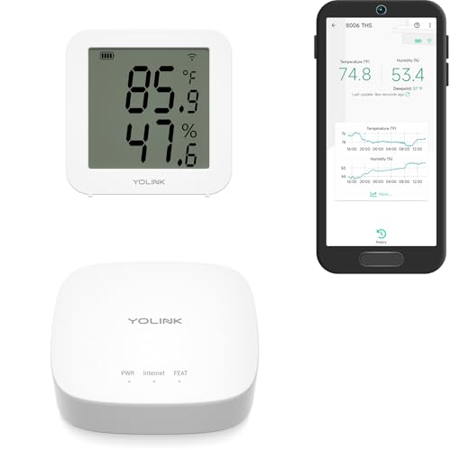 YoLink Indoor Thermometer Hygrometer Data Logger Kit: 1-Pack + Hub