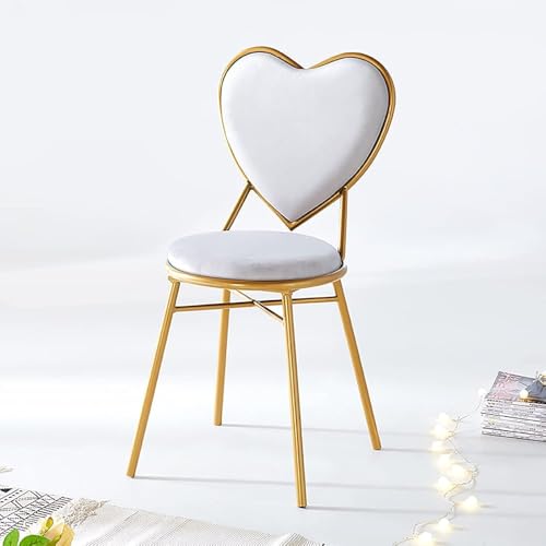 Flanell-Frisierstuhl in Liebesform mit goldener Rückenlehne für Mädchenzimmer, kreativer dekorativer Stuhl für Schminktisch, Kinderzimmer, Dekoration, elegantes Design (Farbe: J)
