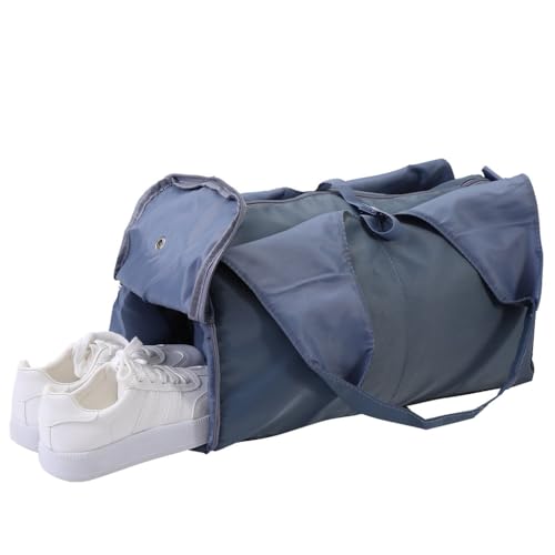 Large Gym Bag with Yoga Mat Buckle,Travel Duffle Bag，Waterproof Weekender Bag, Carry On Tote Bags for Women Blue3