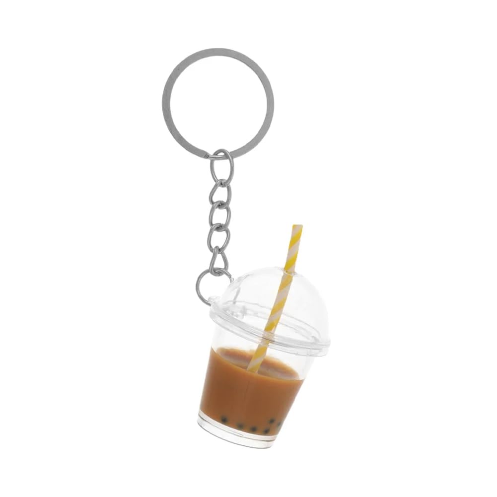 Arfuka Unisex Brown Keyring Acrylic Bubble Tea Cup Keychain Cute Key Holder Bag Charm Backpack Decoration Accessories For Women & Men
