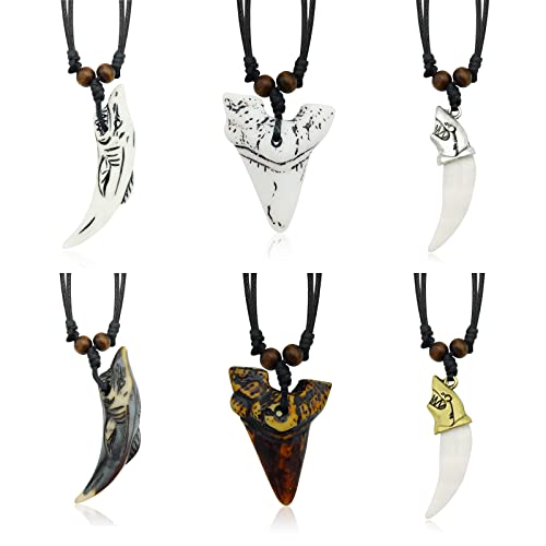 Shark Tooth Necklace Summer Shark Teeth Necklace for Men Beach Surfer Necklace Leather Shark Tooth Pendant Necklaces for Women