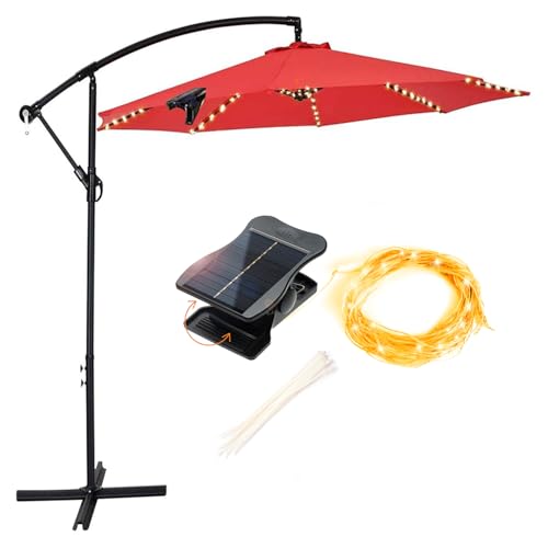ZNYCYE Solar Patio Umbrella Lights 8 Strands Cordless Parasol String Lights 8 Modes Umbrella Pole Light Solar Powered Waterproof for 7-10 ft Umbrella Outdoor Lighting Beach Deck Garden Party Decor by ZNYCYE - Used condition - CA$24.41