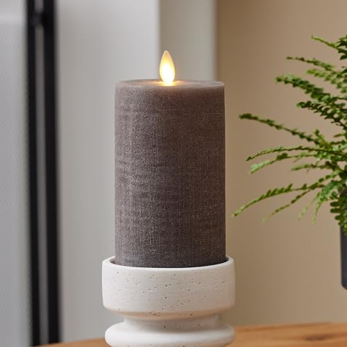 Luminara 995967 Chalky Linen Charcoal Gray Flameless Candle Moving Flame Real Wax Flat Top Led Pillar thumb #1