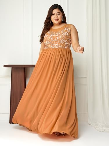 Image of Miss Chase A+ Women's Polyester Gathered Maxi Dresses