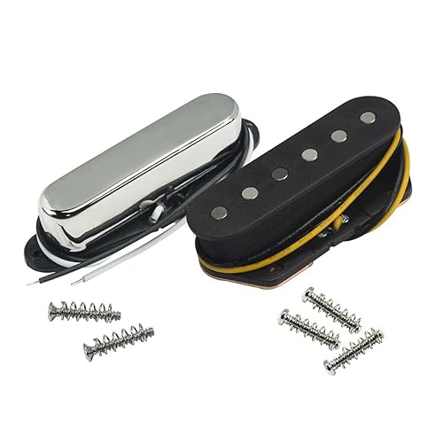 FLEOR Vintage Single Coil Pickups Set Chrom Hals & Steg Pickup (50mm/55mm) Alnico 5 Magnet für TL TE Style Gitarrenteile