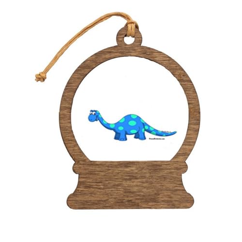 PrintedPerfection.com Personalized Dino - Male Wooden Snow Globe Shaped Christmas Ornament
