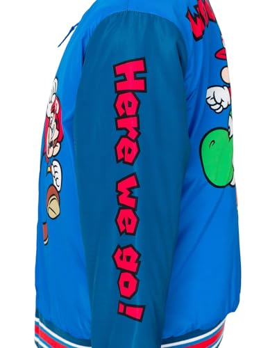 Super Mario Nintendo Mario Luigi Yoshi Big Boys Zip Up Varsity Bomber Jacket Blue/Navy 10-12 thumb #3