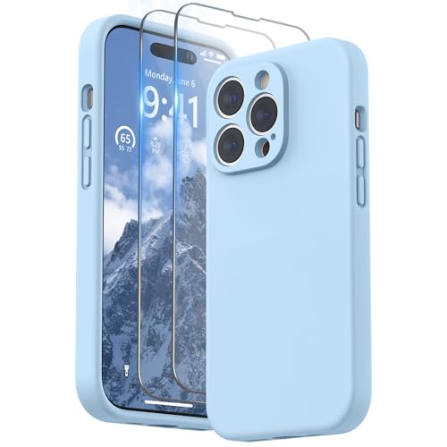 SURPHY Silicone Case Compatible with iPhone 14 Pro Max Case 6.7 inch (2022), with Camera Protection Liquid Silicone Soft Gel Rubber Phone Case Cover with Microfiber Lining (Light Blue) by SURPHY - Used condition - CA$3.99