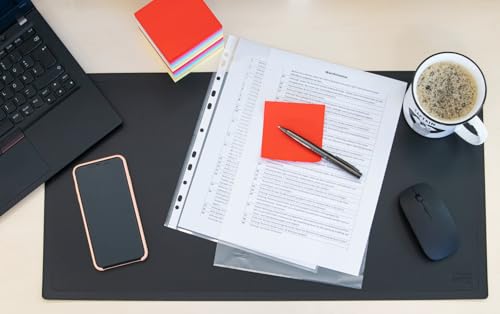 Idena 376002 - 100 Stück Klarsichthüllen A4 genarbt, Prospekthüllen aus Kunststoff 40µ, dokumentenecht, Klarsichtfolien mit Universallochung