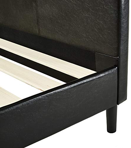 Amazon Basics Faux Leather Upholstered Platform Bed Frame With Wooden Slats, Twin #TOP2