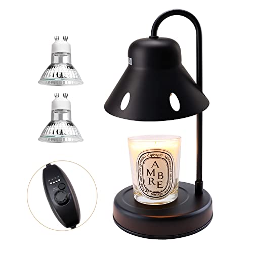 Makytwow Candle Lamp Warmer, Gift For Her With Candle Warmer Light, Dimmer&Timer Compatible With Yankee Candle Large Jar Candle, Stylish Home Decor,2 Bulbs,Black #TOP5