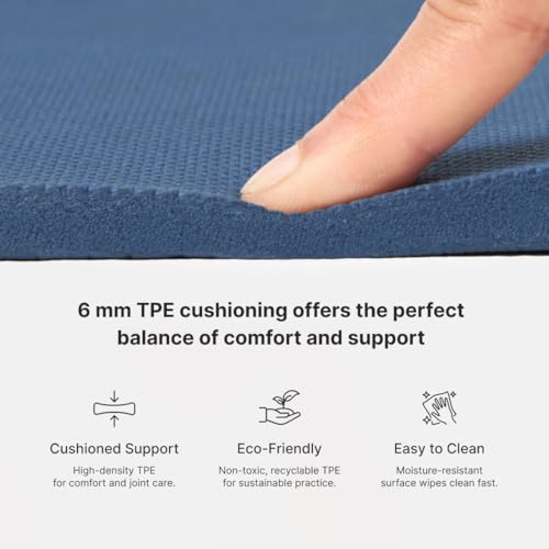 Image of Cult Aroma Infused TPE Yoga Mat 6 mm Anti Skid Non Slip Exercise Mat with Carry Bag for Yoga Workout Gym Blue