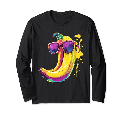Plátano con gafas de sol divertido plátano hombre mujer Manga Larga