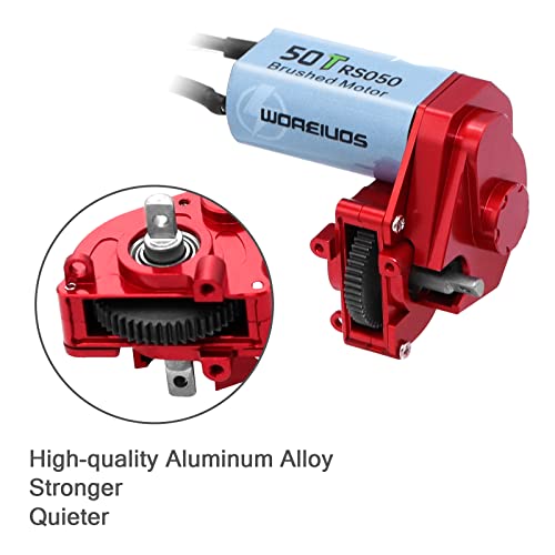 Woaeiuos Rc Motor 050 50T Brushed Motor With Aluminum Alloy Transmission Gearbox For Axial Scx24 Axi00002 Axi00001 Axi90081 Axi00006 Axi00005 1/24 Rc Crawler Upgrade Parts (Assembled), Red #TOP1