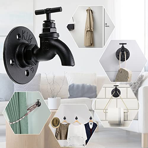 Sumnacon 2 Pcs Industrial Pipe Coat Hook Racks- Heavy Duty Rustic Hat Robe Towel Holder Hanger, Wall Mounted Clothing Racks With Hardware For Home, Office, Electroplated Black Finish #TOP4