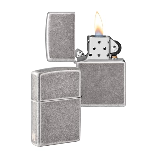 Zippo Encendedor a Prueba de Viento   Diseño de Llama   Plata Antigua   Recargable   Reutilizable   Diseño a Prueba de Viento   Caja de Regalo Hecho en EEUU   Exclusivo en Amazon