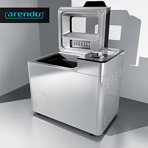 Foto von Arendo - Brotbackautomat inkl. automatisches Zutatenfach - Brotbackmaschine - 25 Programme - glutenfreies Backen – Joghurtfunktion - 1 kg Kapazität - Direktantrieb - Antihaftbeschichtung - BPA-frei