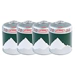 Coleman C500 Gas Cartridge 4-Pack, valve cartridge with screw valve, suitable for camping stoves, camping grills and BBQs or lamps, 440g powerful butane/propane mixture per canister