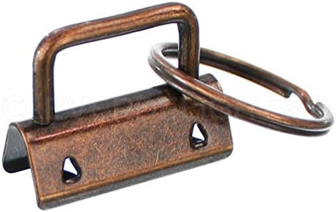 CleverDelights 1.25" Key Fob Hardware Set with Key Rings - Antique Copper Color - 1 1/4 Inch Lanyards Key Chains (100) image 4