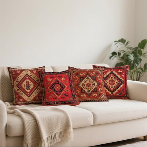 Housse de coussin 30x30 rouge et noir k-50 imperméable pour extérieur - 5