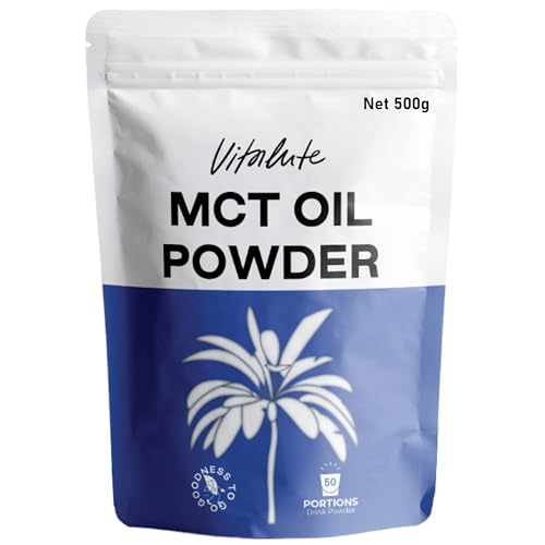 Vitalute Pure MCT Oil Powder | Boosts Ketones | Highest 99%+ Purity | 100% Coconut Sourced | Supports Keto & Fasting | Vegan Safe & Gluten Free | Premium Lab Tested Purity | 500g