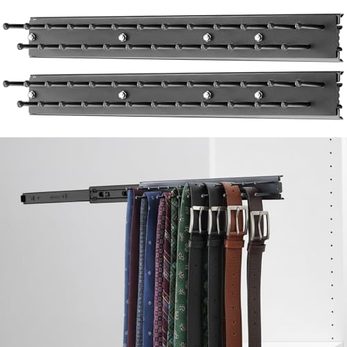 Blulu 2 Pcs 13.8'' Sliding Tie Rack Hangers for Closet, 25 Tie Each, Black