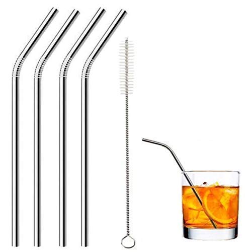 Gambit Set of 4 Stainless Steel Straws & Brush (2 Straight straws, 2 Bent straws, 1 Brush)-image-4