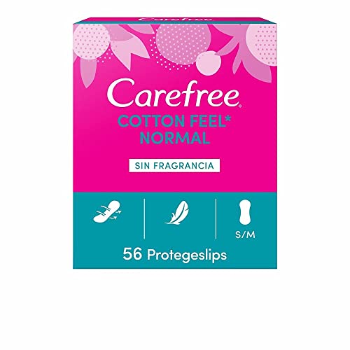 Carefree Cotton Feel Normal Fragrance-Free Panty Liners (56 Pack), Protects Briefs of Normal Absorbency and Breathable for Daily Use, Protects Briefs for All Types of Panties