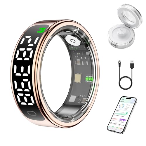 PNNDSST Smart Health Ring for Women Men, Smart Ring Fitness Tracker for iOS & Android, Heart Rate, Blood Oxygen, Blood Pressure, Step Counting, Sleep Monitoring ，5ATM Waterproof, No Subscription Fee