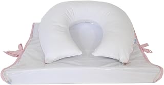 Trocador Americano E Almofada Amamentação Branco Piquet + Rosa Bebê - Bebê Querido
