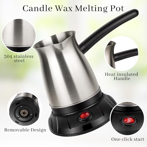 KEARLGMBH Wax Melter for Candle Making, Soy Candle Making Kit with Wax Melting Pot, DIY Candles Making Supplies Including 1lbs Soy Wax, Candle Wax Melter, Stirring Spoon, Wicks, and Centering Device by KEARLGMBH - Image 4