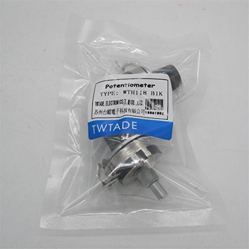 Twtade / 2Pcs Single Turn Rotary Carbon Linear Variable Potentiometer + 2Pcs Knob Wth118-2W 1K Ohm #TOP6