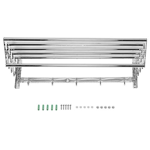 Porte-serviettes rétractable en acier inoxydable avec support mural de séchage - 2