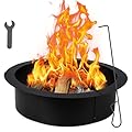 30 Inch Round Fire Pit Ring Insert for Outside Wood Burning, 36 Inch Outer Large Solid Steel Firepit Liner for Above In-Ground Outdoor DIY Camping Garden Patio Backyard