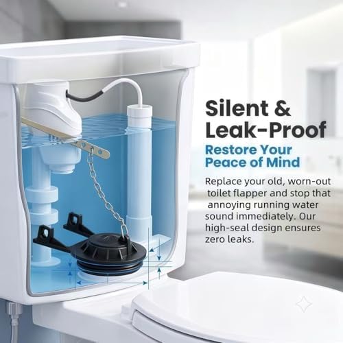 Universal 2-Inch Toilet Flapper Replacement Kit -Compatible with Kohler, Gerber, Toto 2'' Flush valves Toilets & Most American Standard Toilet Tank (2pcs Black) — view 6