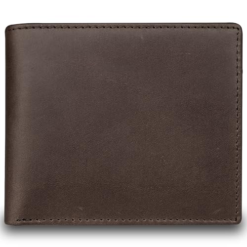 Image of DK86 Leather Bifold Wallet for Men RFID Blocking Full Grain Leather Extra Capacity Multiple Card Slots with 2 ID Windows (Vintage Coffee)