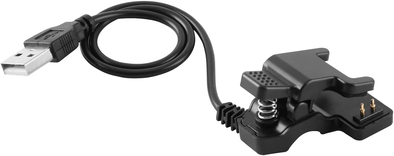 GO SHOPS Universal Clip Smart Watch Charging Cable 2 Pins Cable, Smart Watch Charger for W26, W26plus, T500, T55, Noise Colour Fit Pro 4 3 2 and All 2 Pin Smart Watch(Black, Charge Only)
