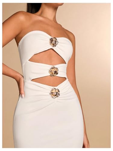 Image of Milumia Women's Metal Cut Out Strapless Tube Top Dress Bodycon Maxi Dresses Party Cocktail