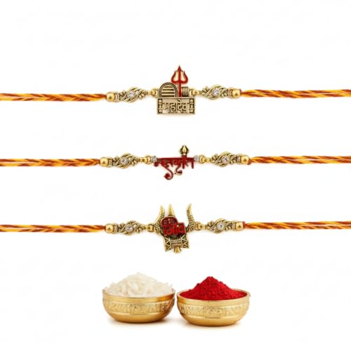 Image of Set for Brother Set of 2, Designer Peacock Rakhi for Brother Boy Men, Premium Kalash Raki for Bhaiya, Traditional Rakshabandhan Rakhis with Best Wishes Card and Tillak Set, Thread (r)