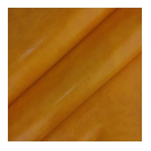 Polipiel PU Aceite Cera Lámina De Tela De Cuero Piel Sintética 1.6x1M Cuero De Imitación Impermeable 0.7mm De Espesor Para Decoración De Bricolaje Bolsos Sofás Zapatos(Orange yellow,1.6x6m)