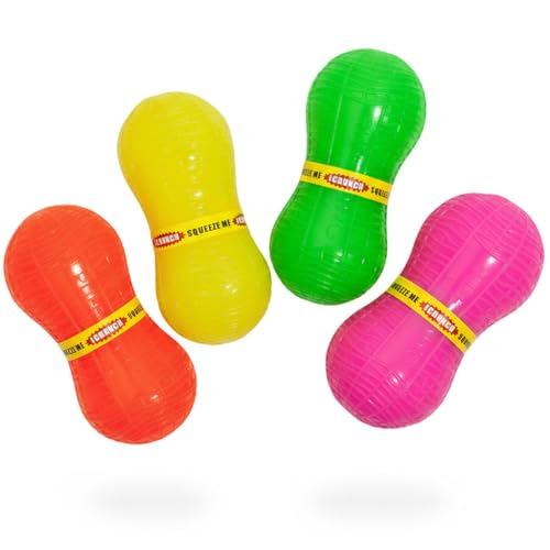 Ruff Dawg Crunchy Peanut Large 6.125” – Loud Crinkle Rubber Fetch Toy for Medium to Large Dogs – Ruff Flex Shell – Made in USA – Assorted Neon Colors