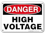 Danger High Voltage Rectangular Electrical Sign by My Sign Center - Rust Free, UV Coated and Weatherproof .040 Aluminum - Rounded Corners and Pre-Drilled Holes - 7